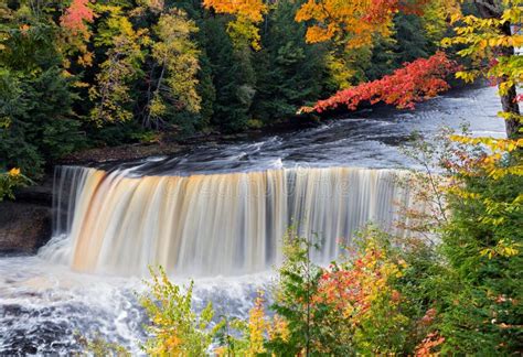 Michigan S Tahquamenon Falls In Autumn Stock Photo Image Of Largest