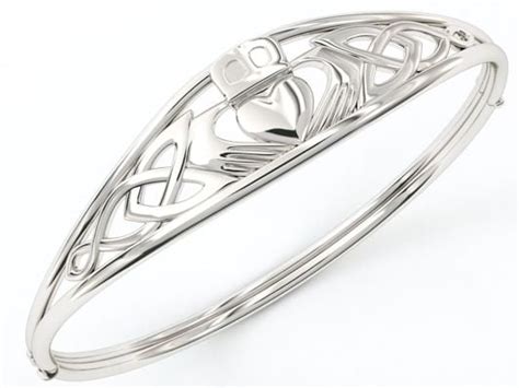 silver irish claddagh celtic knot bracelet bangle