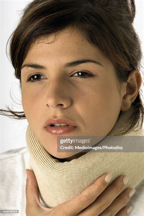 Closeup Of Young Woman Wearing Neck Brace High Res Stock Photo Getty