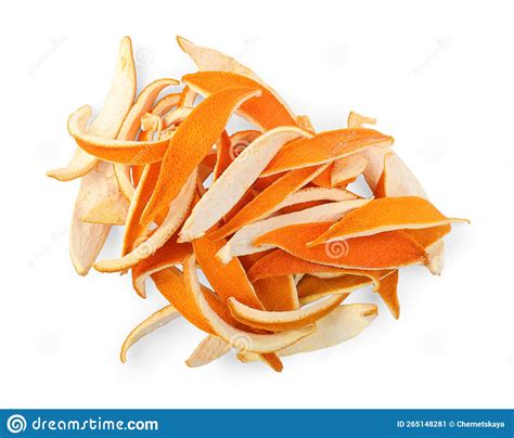 Pile Of Dry Orange Peels Isolated On White Top View Stock Image