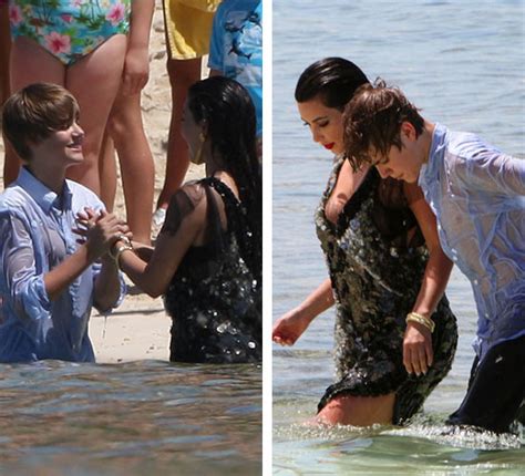Kim Kardashian And Justin Bieber Make A Splash In The Bahamas For New Photoshoot