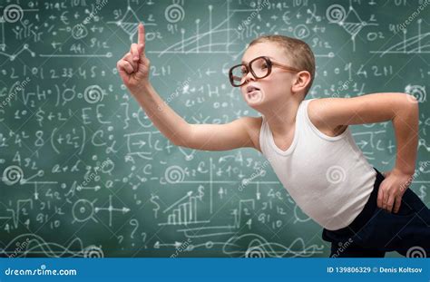 Portrait Of A Little Clever Boy With Glassesa Little Scientist Stock