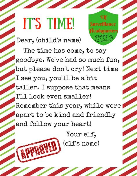 Put This Letter Out On Christmas Eve For Your Elf On The Shelf Great Printable Elf Goodbye
