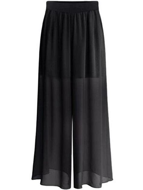Black Elastic Waist Wide Leg Plus Pant Sheinsheinside Dress Stores