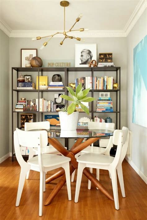 Designed by oscar & gabriele buratti table with 15mm black painted glass top, in the bright or satin version. Simple but Attractive Bookshelves Decoration in Dining Room