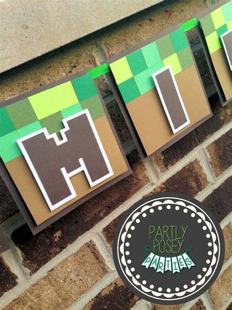 Minecraft Inspired Birthday Banner Includes By Partlyposeyparties Con