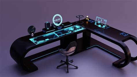 Sci Fi Office Desk Set Flippednormals Sci Fi Office Futuristic