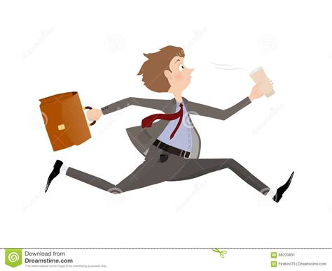 Employee Rush To The Office To The Beginning Of The Working Day