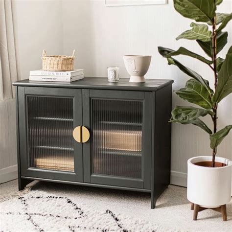 Olive Fluted Glass Storage Cabinet In Living Room Stylemag Style Degree