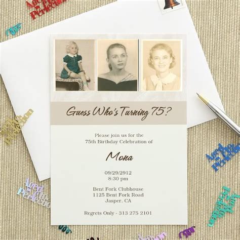 75th Birthday Party Photo Invitations Love That You Can Add 3