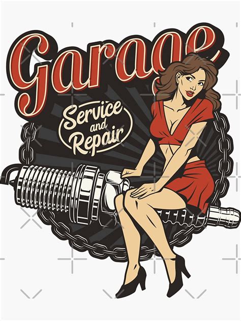 Vintage Garage Pinup Girl Sticker For Sale By Renju1902 Redbubble