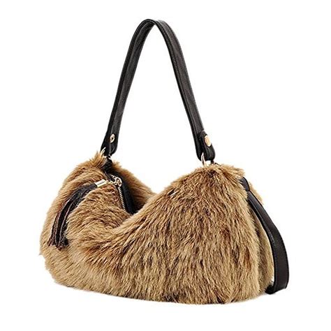 Froomer Women Faux Fur Handbag Plush Clutch Crossbody Shoulder Bag Tote