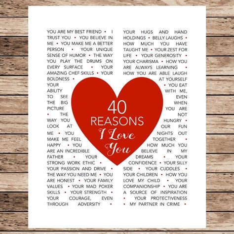 Heart 60 Reasons I Love You 70 Reasons We Love You 40 50 Etsy