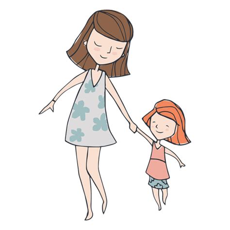 Mamá E Hija Caminando Dibujos Animados Descargar Pngsvg