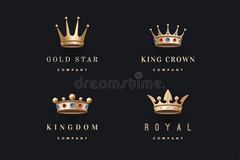 Set Royal Gold Crowns Icons Logos Stock Illustrations 13 Set Royal