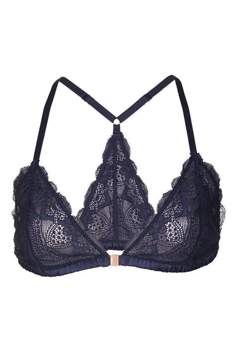 Topshop Lace Lace Racer Back Triangle Bra In Black Lyst