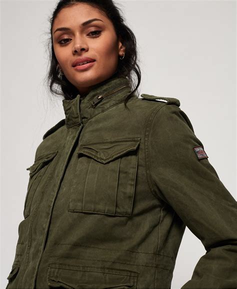 Womens Classic Winter Rookie Military Jacket In Dark Khaki Superdry Ie