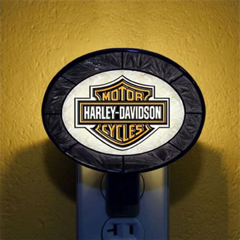 Harley Davidson Black Art Glass Night Light