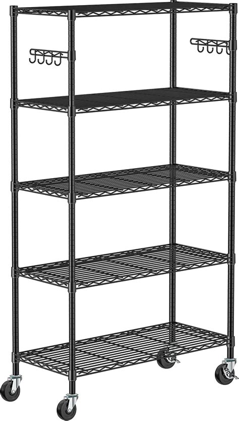 Trinity Ecostorage 5 Tier Nsf Wire Shelving Rack With Wheels 36 By 18 By 72 Inch