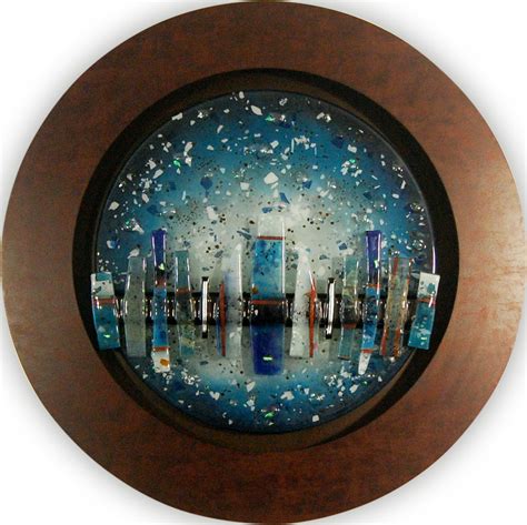 Electric Framed Fused Glass Art Circle Linear Glass Art
