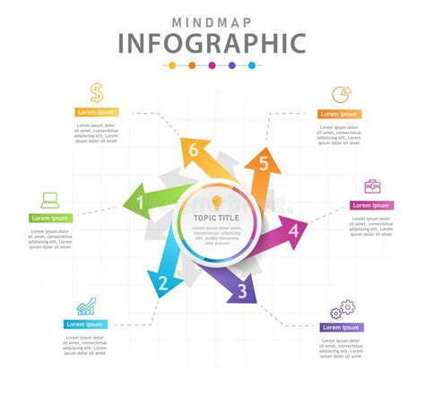 Infográfico Etapas Diagrama De Mindmap Moderno Com Setas Apresentação Infográfica Ilustração