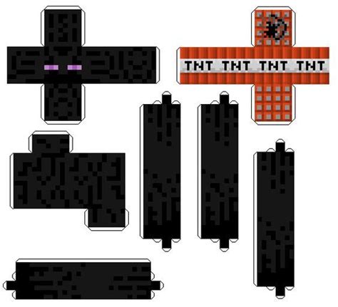 Enderman And TNT Minecraft Papercraft Cut Outs Of Your Favourite