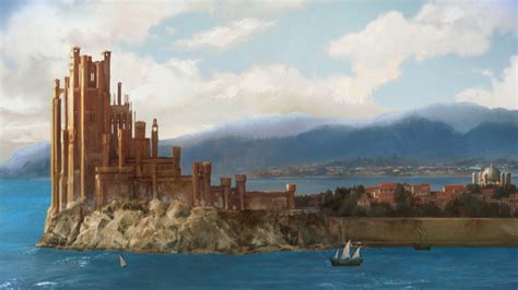 Brown Concrete Castle Beside Body Of Water Painting Game Of Thrones A