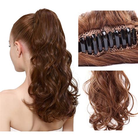 Jaw Claw Clip Ponytail Hair Pieces Clip In Human Hair Wavy