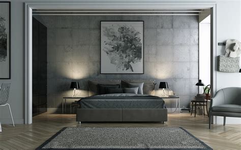 Modern Bedroom With Concrete Walls Interior Design Ideas