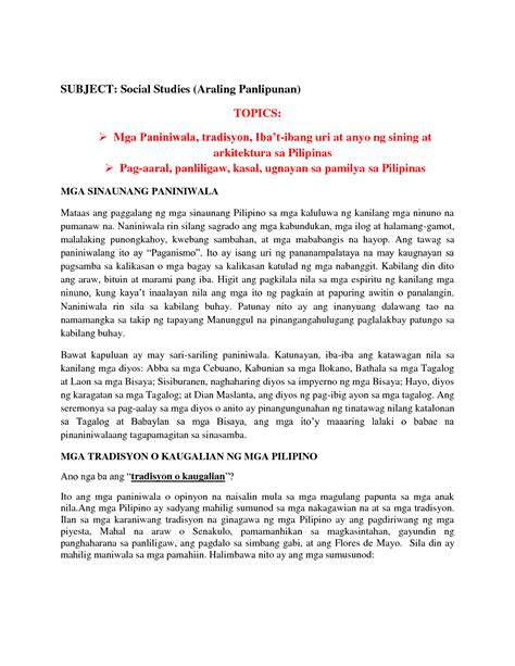 Solution Mga Paniniwala Tradisyon Pag Aaral Panliligaw Kasal Ugnayan