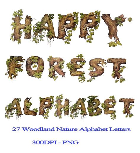 Woodland Nature Alphabet Letters Digital Letters Digital Scrapbook By