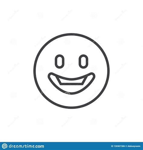 Happy Face Emoji Outline Icon Stock Vector Illustration Of Expression