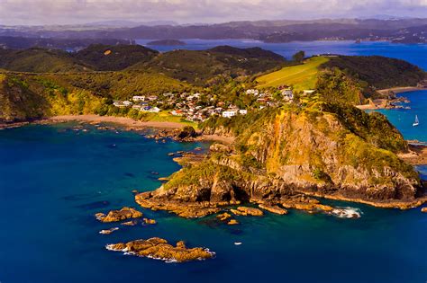 Aerial View Of Russell The Bay Of Islands In The Northland Region Of