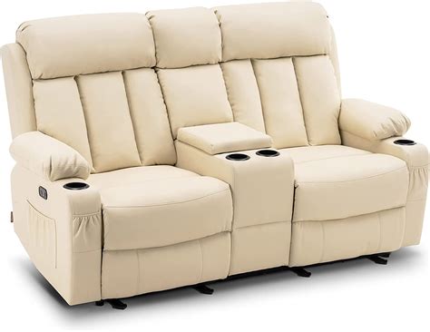 Mcombo Electric Power Loveseat Recliner W Console And Massage For
