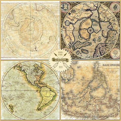 Antique Maps Digital Paper Vintage Maps World Map Scrapbook Etsy Gambaran