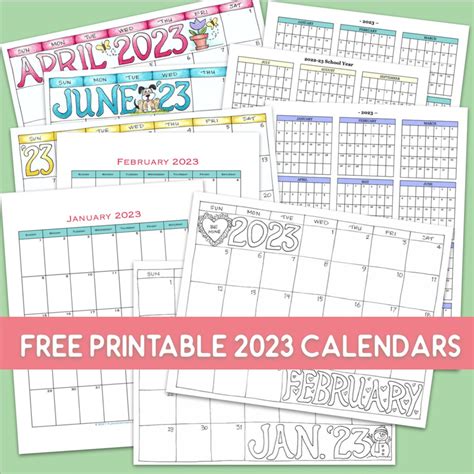 Free 2023 Printable Calendars Various Styles Included
