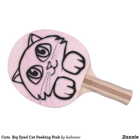 Cute Big Eyed Cat Peeking Pink Ping Pong Paddle Zazzle Cats With