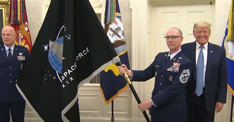trump presented with space force flag touts missile that can travel 17 times faster than what