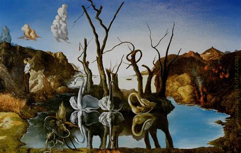 Salvador Dali Swans Reflecting Elephants Oil On Canvas