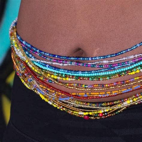 5 Strands Of African Stretched Waist Beads Veroex