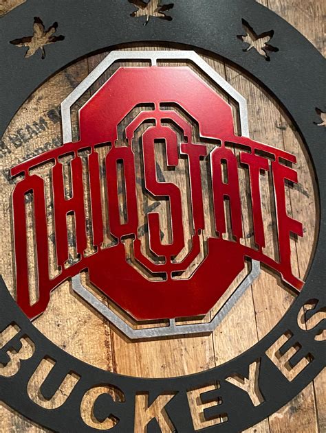 Ohio State Painted Metal Sign On Authentic Bourbon Barrel Etsy