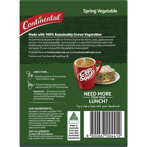 Continental Cup A Soup Classic Spring Vegetable 4 Pack Woolworths