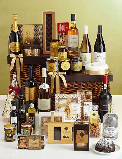 The box and inside was a marks and spencer's wicker hamper basket, we opened the lid and it was like aladdin's cave inside! Luxurious Christmas Hamper | M&S