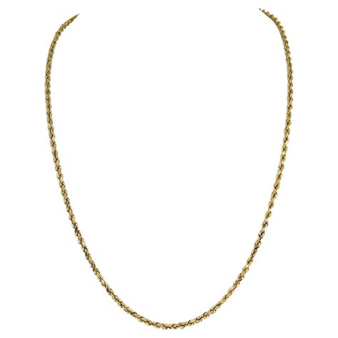 14 Karat Yellow Gold Solid Diamond Cut Squared Rope Chain Necklace For Sale At 1stdibs