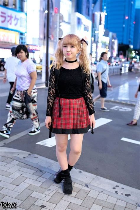Blonde Twintails Black Lace Plaid Skirt And Tokyo Bopper In Harajuku Tokyo Fashion News