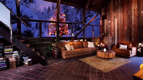 Relaxing Atmosphere Beautiful Snow With Fireplace Cozy Night