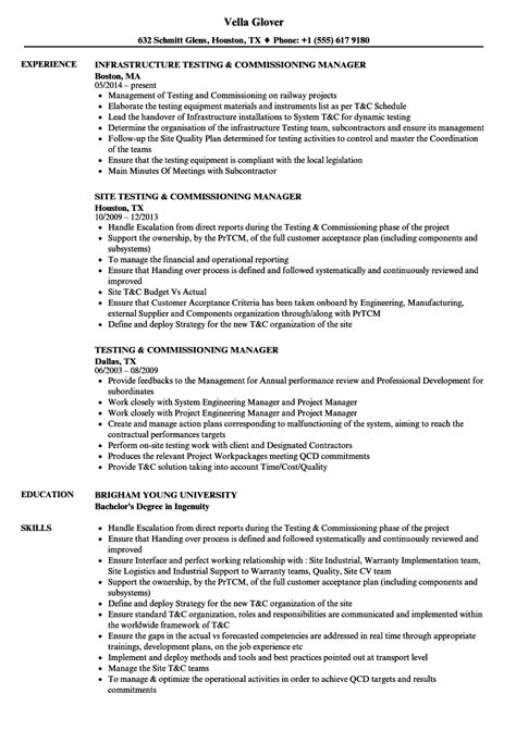 Commissioning engineer resume examples & samples. Testing and commissioning plan template