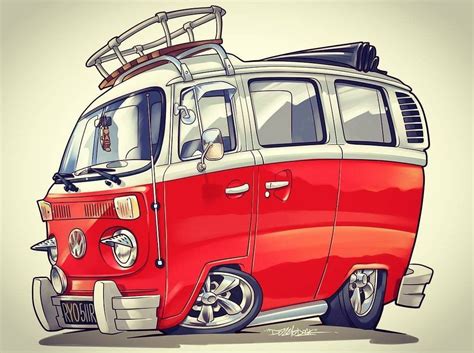 Vw Camper Van Cartoon Pictures Orange Und Weiße Volkswagen Van Illustration Auto Volkswagen