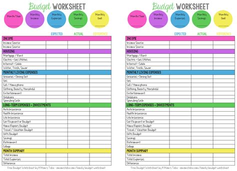 Free Aesy Home Printable Budget Worksheet
