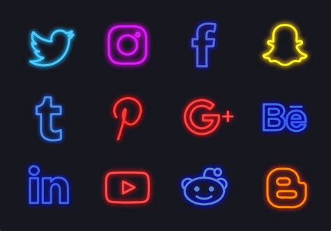 Free Neon Social Media Logos Social Network Icons Social Media Icons